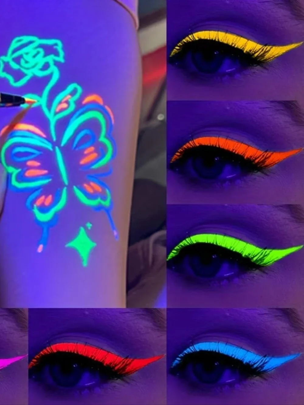 UV Blacklight Reactive Bright Blue #4 Liquid Eyeliner Pen (Body Art, Face Paint)